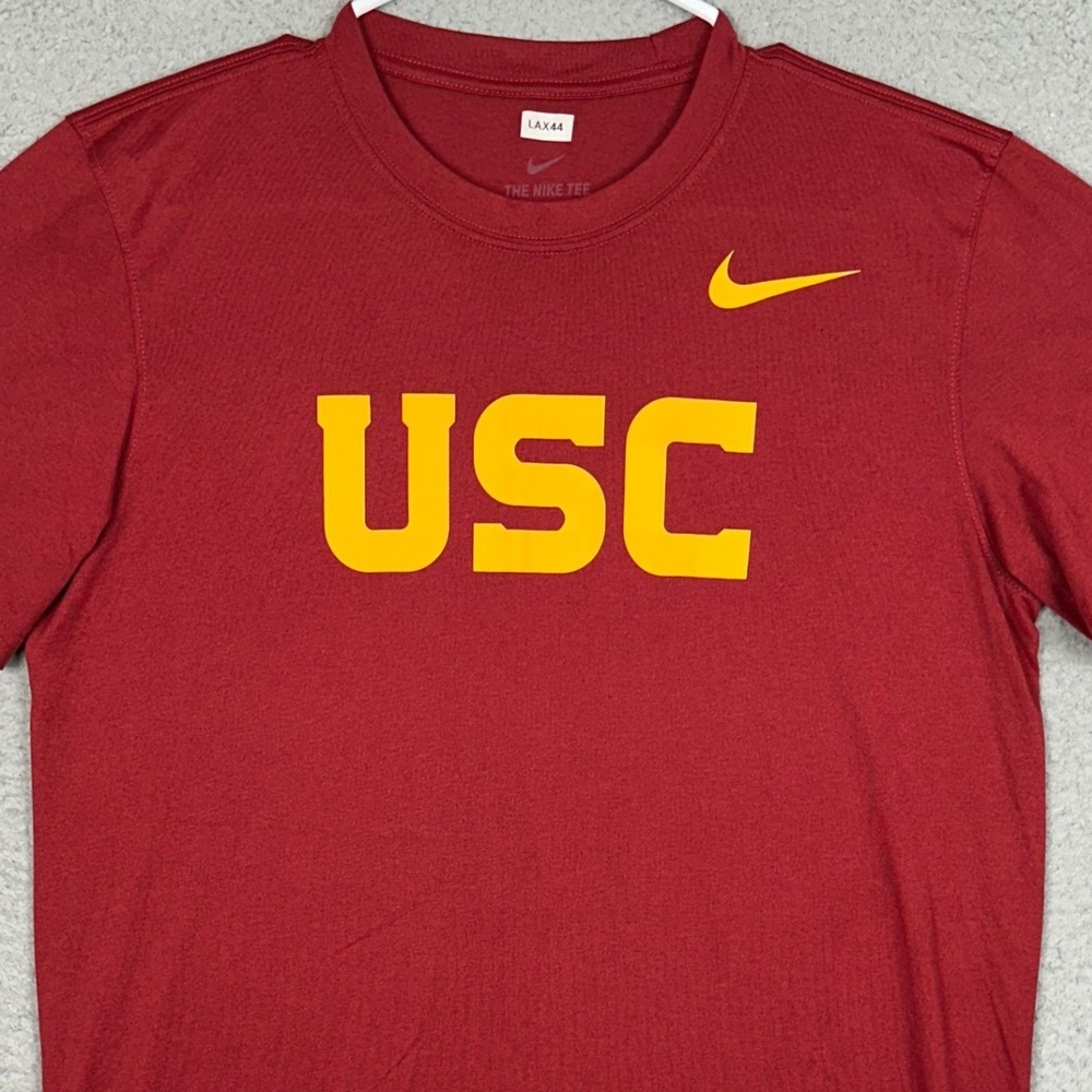 USC Trojans Nike T-Shirt Mens Medium Dri-FIT Red NCAA Crew Neck Short Sleeve Tee